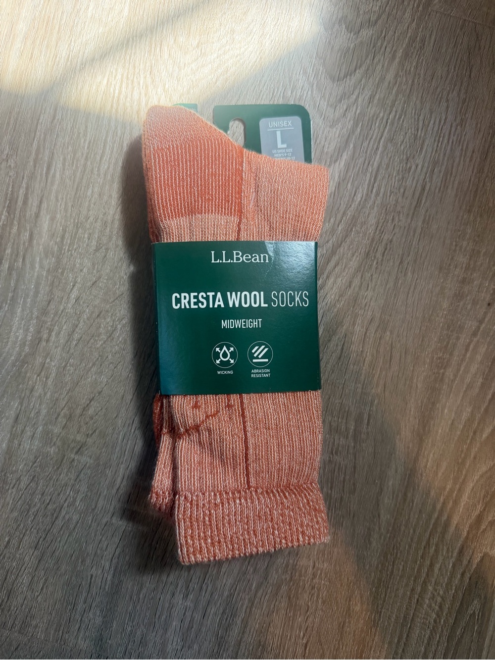 L.L. Bean Cresta Wool Midweight Socks — orange